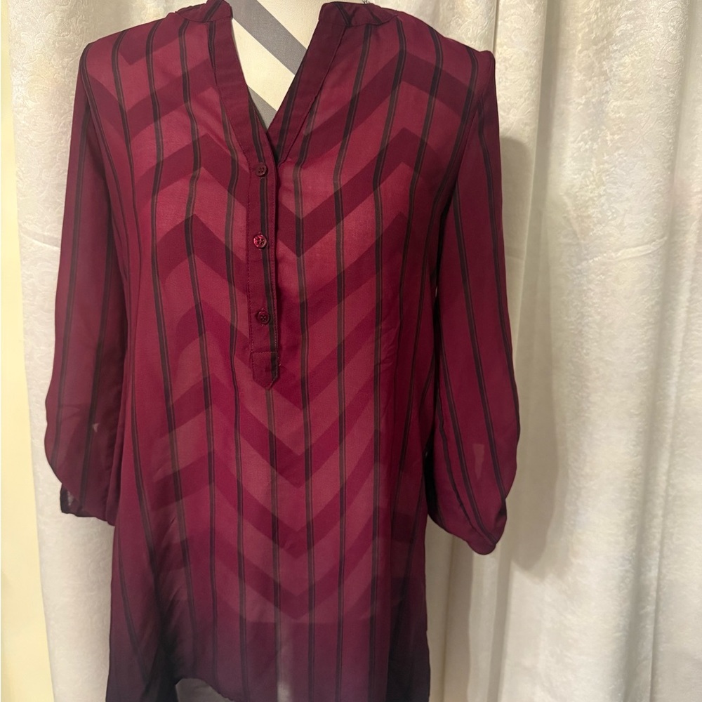 New York & Company Burgundy and Black Tunic